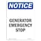 Signmission OSHA Notice, 7" Height, Generator Emergency Stop Sign, 7" X 5", Portrait OS-NS-D-57-V-13099 - alternate 1